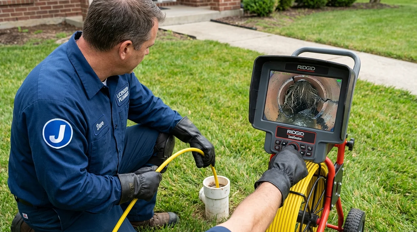 Sewer camera inspection being performed by Johns Plumbing LLC in Suffolk